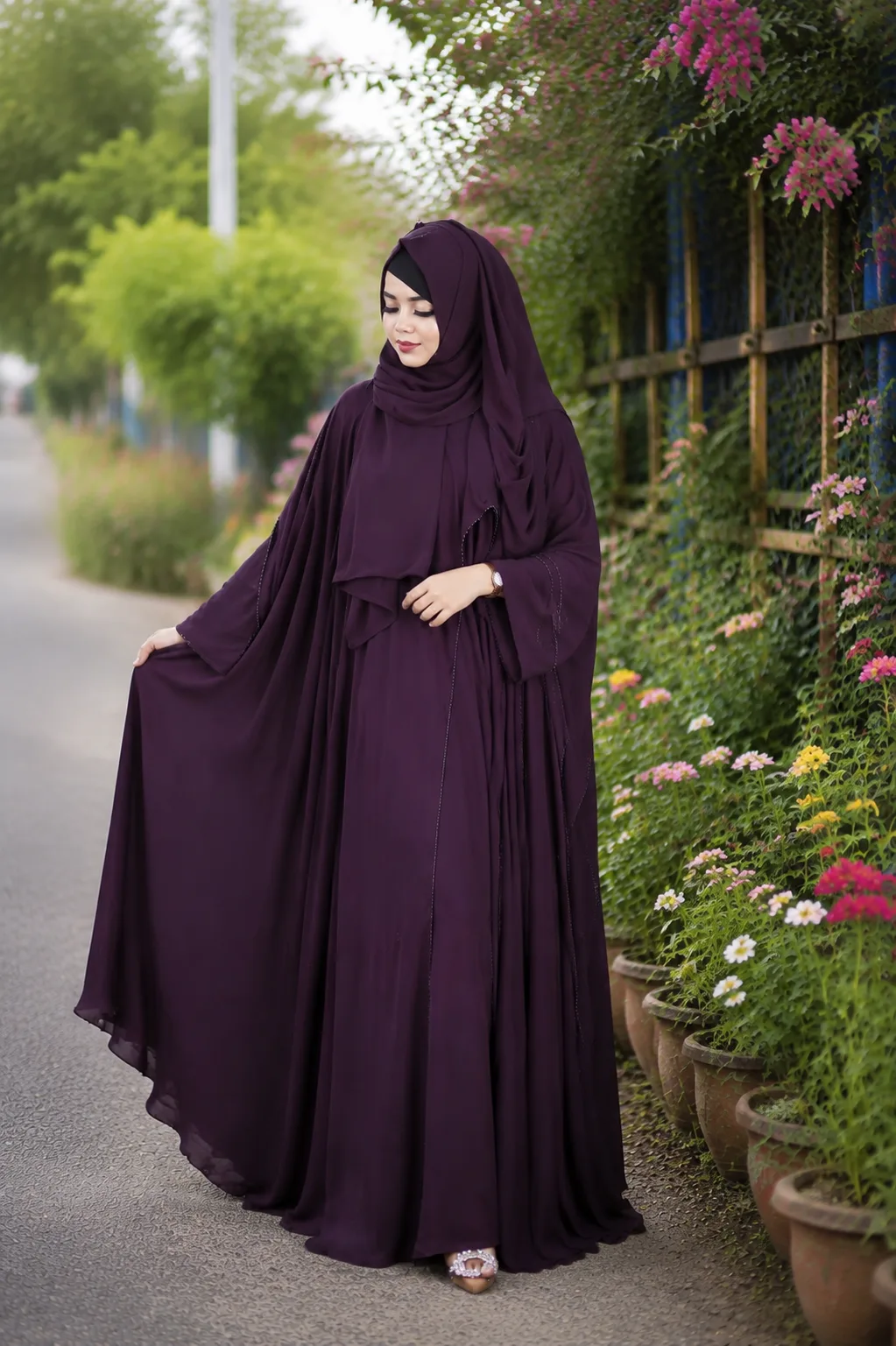 নুসাইবা বোরকা সেট (Purple color)