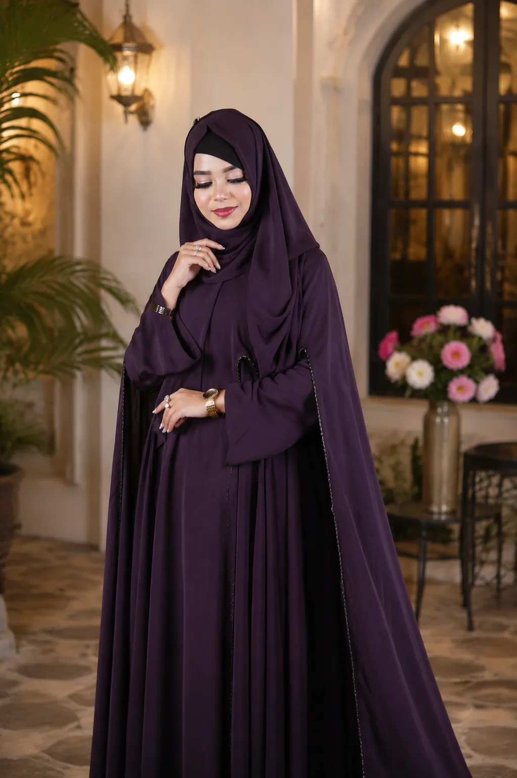 নুসাইবা বোরকা সেট (Purple color)