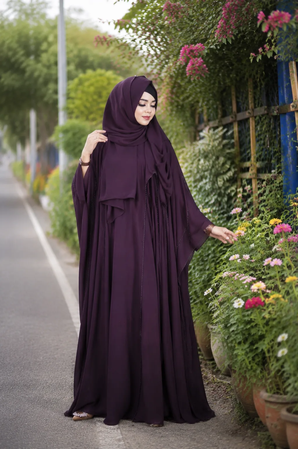 নুসাইবা বোরকা সেট (Purple color)