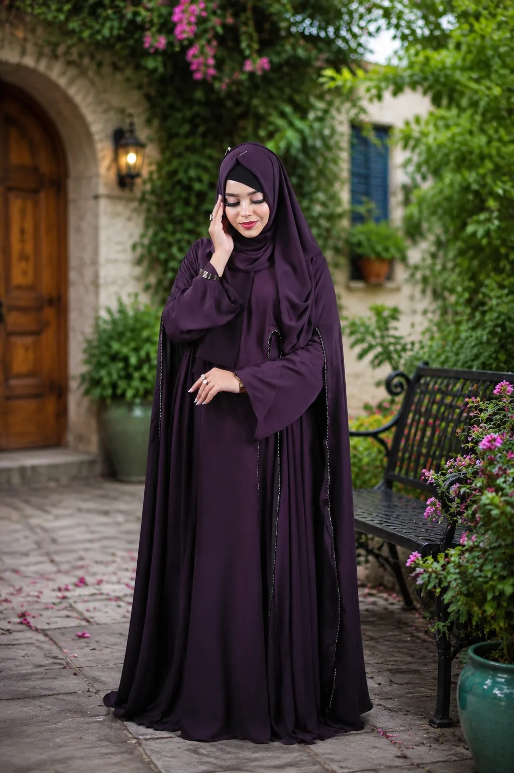নুসাইবা বোরকা সেট (Purple color)