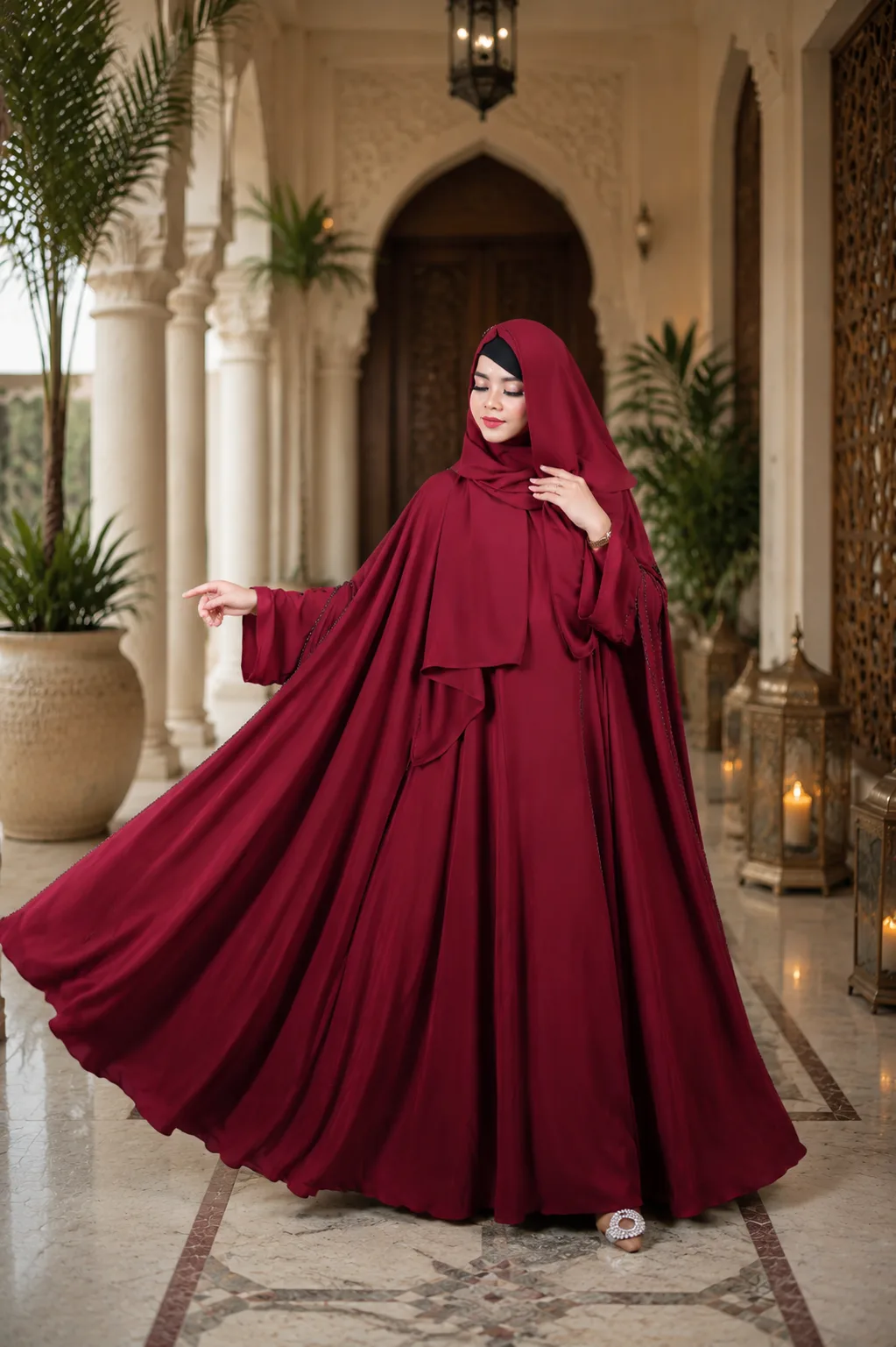 নুসাইবা বোরকা সেট (merun color)